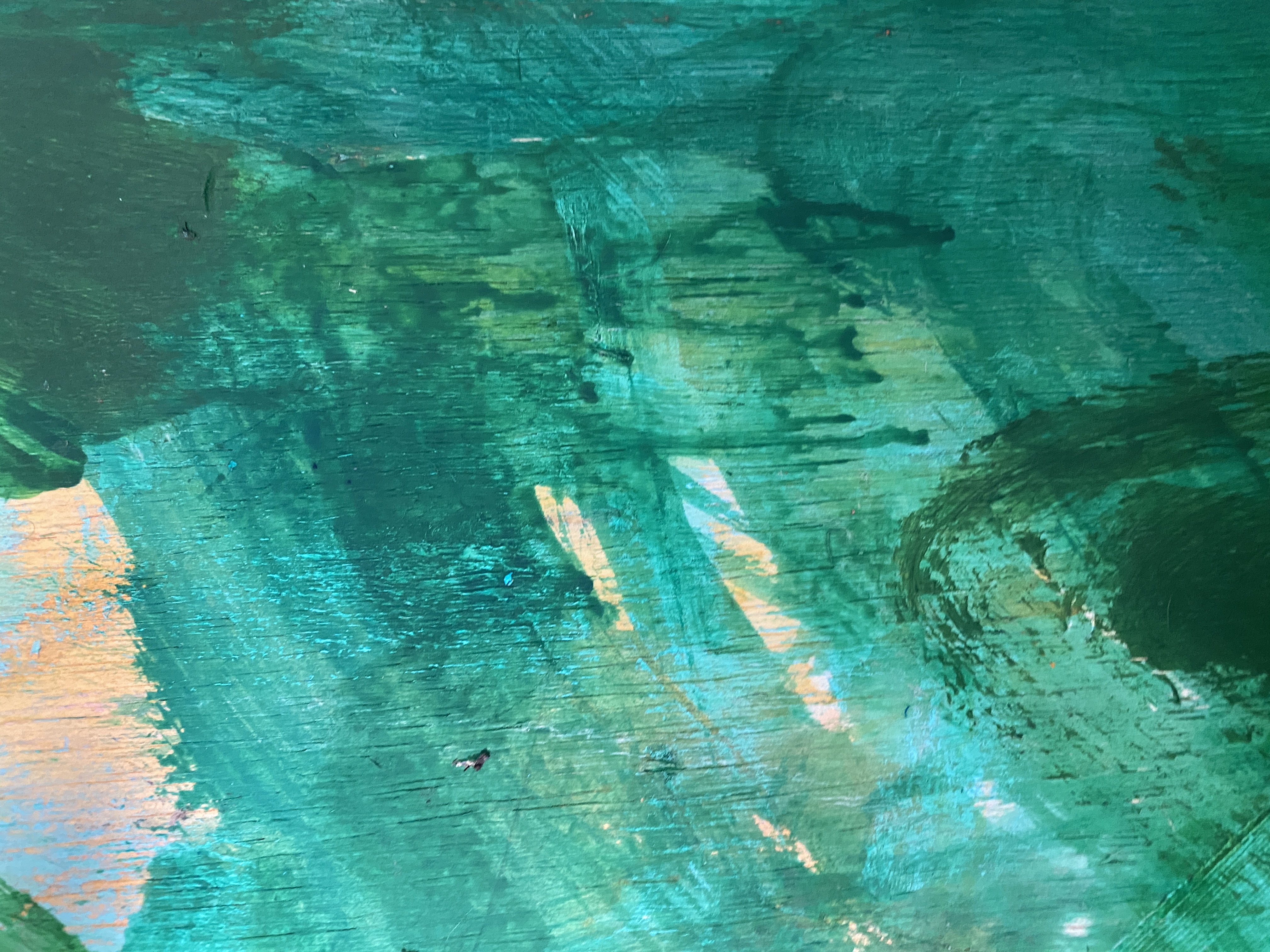 Detail — emerald and teal brushstrokes