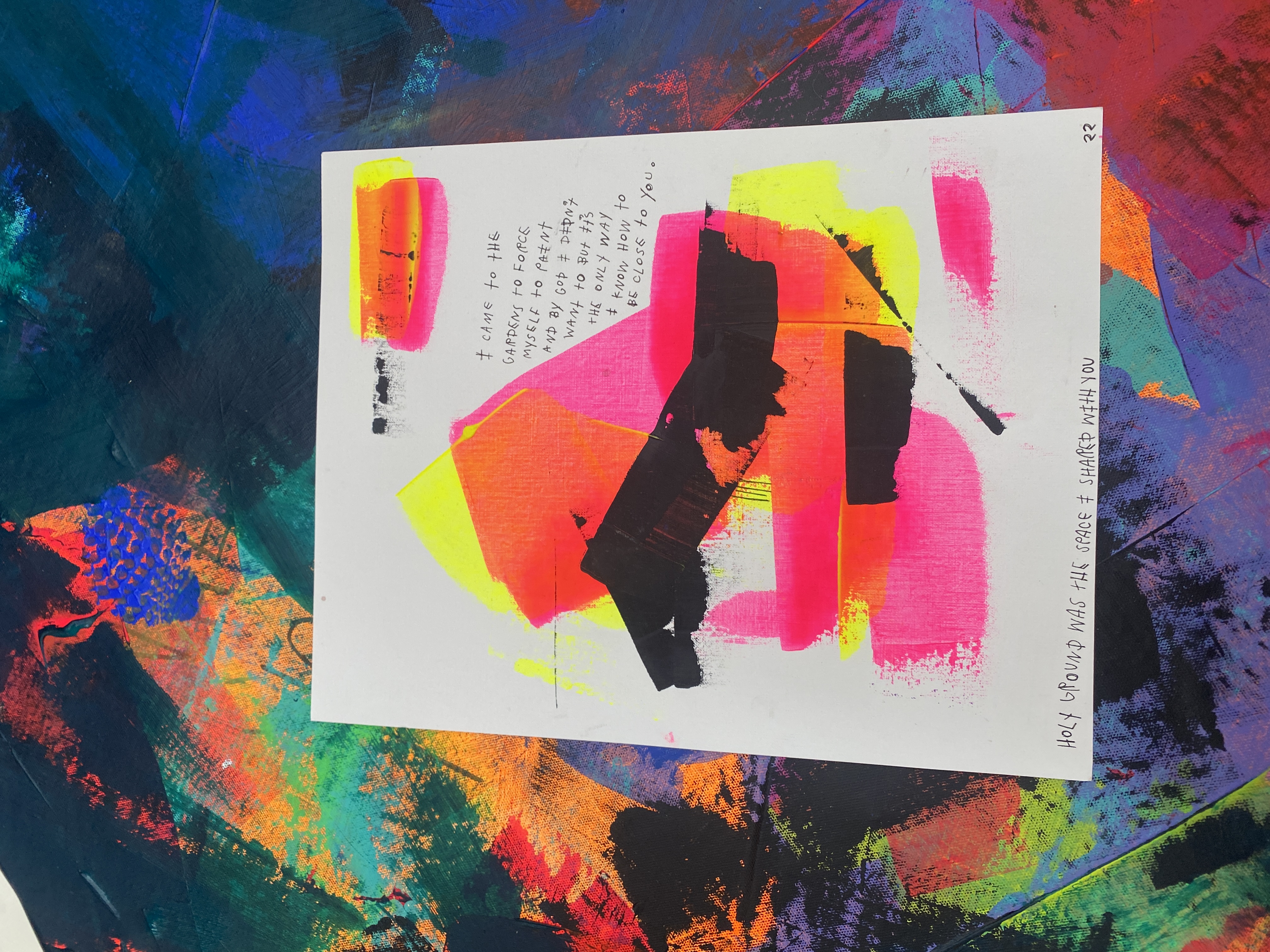Work on paper with visible handwritten poetry