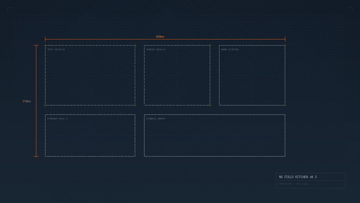 Blueprint schematic of the NS field kitchen prototype