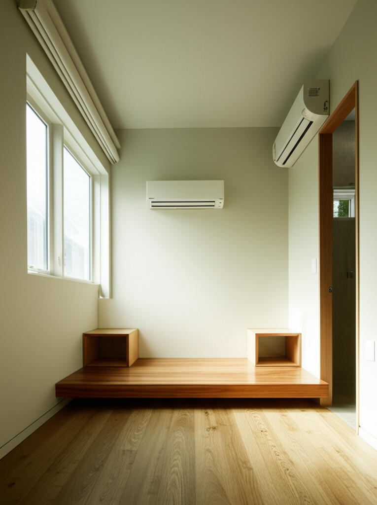 Scamp interior — white oak, natural plaster, daylight